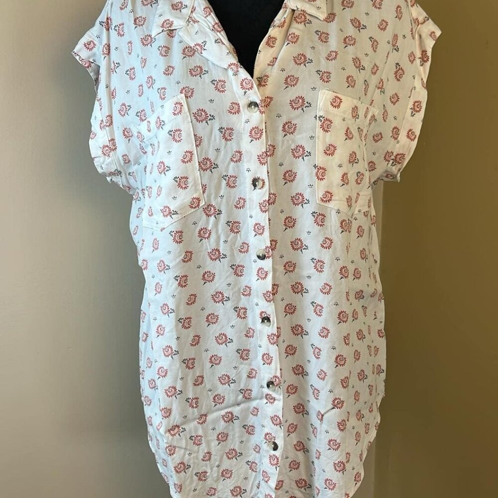 Jach's Girlfriend SZ M sleeveless button up Blouse Granola Girl BoHo Cottagecore